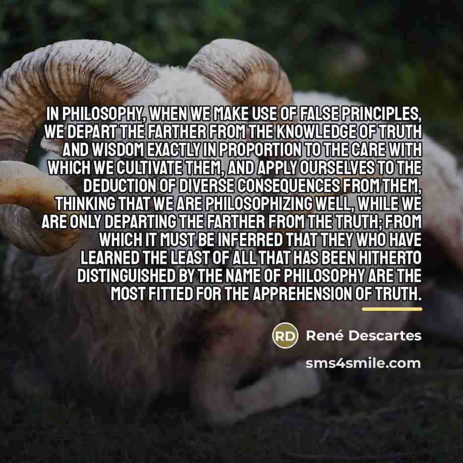 “In philosophy, when we make use of false principles, we…” quote by Rene Descartes