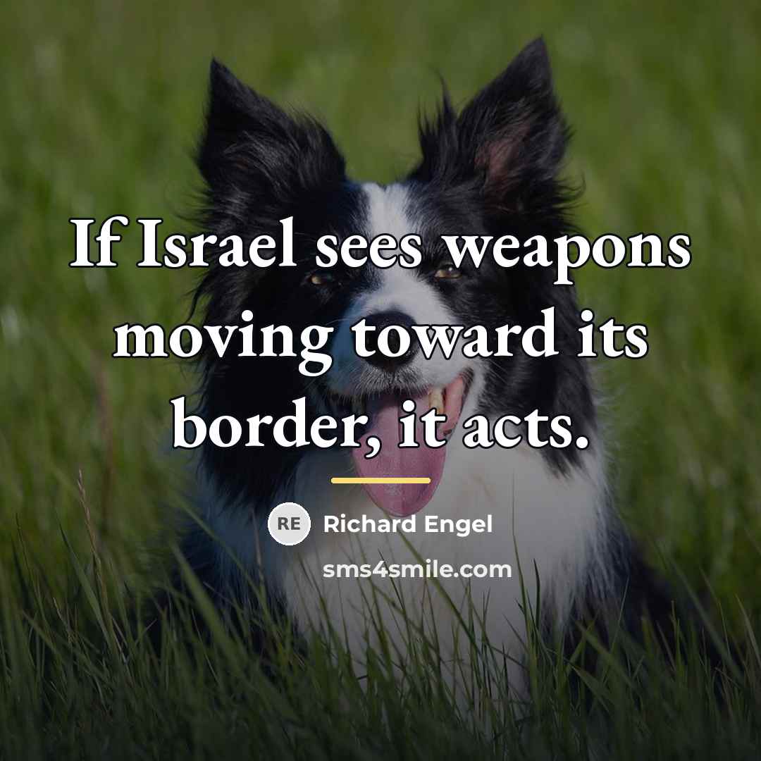 “If Israel sees weapons moving toward its border, it acts.…” quote by Richard Engel