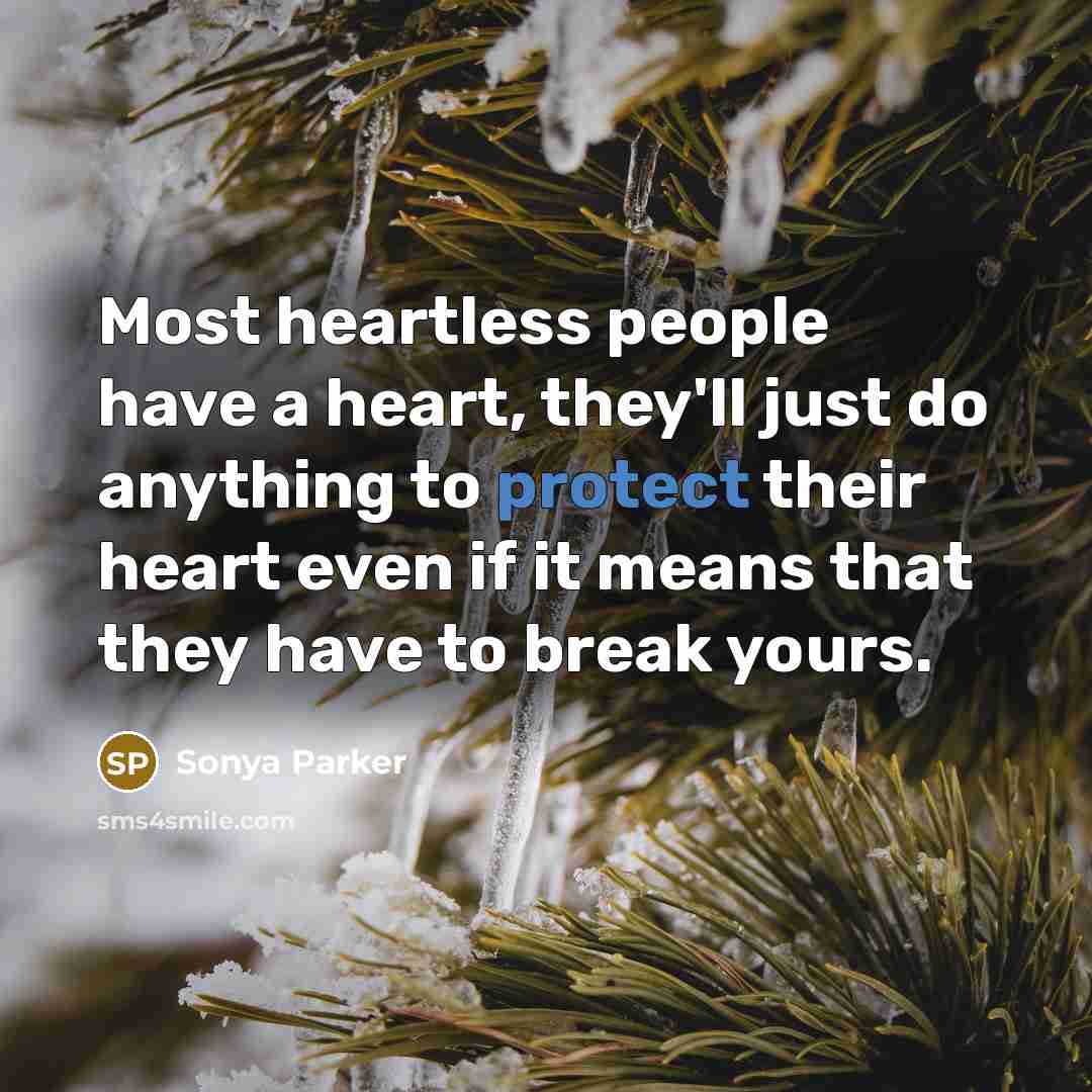 “Most heartless people have a heart, they'll just do anything…” quote by Sonya Parker