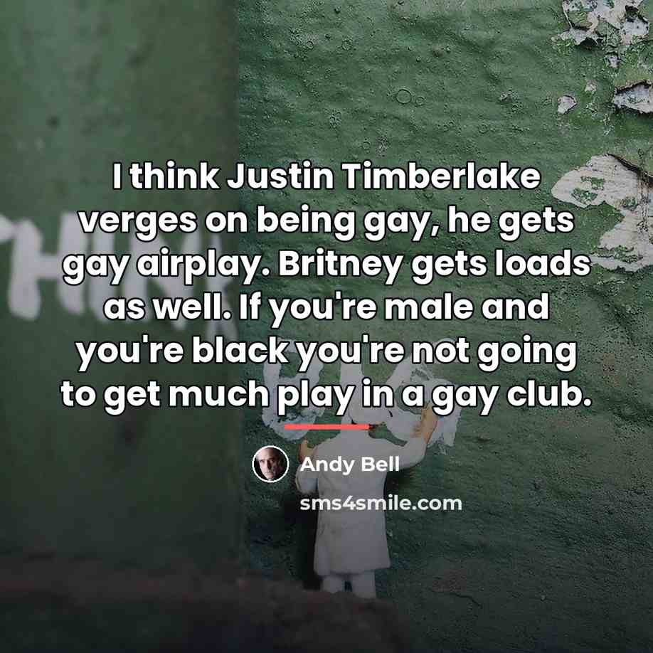 “I think Justin Timberlake verges on being gay, he gets…” quote by Andy Bell