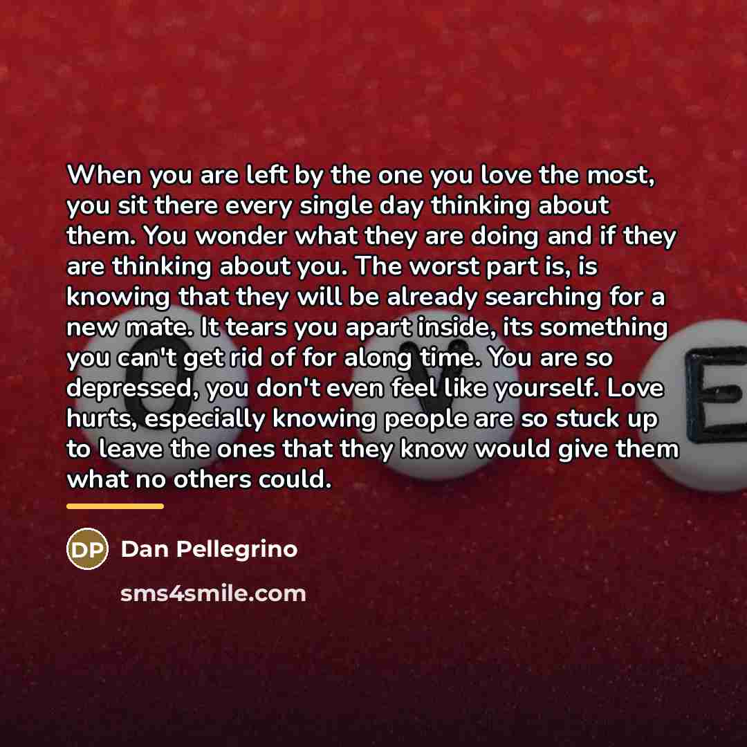 “When you are left by the one you love the…” quote by Dan Pellegrino