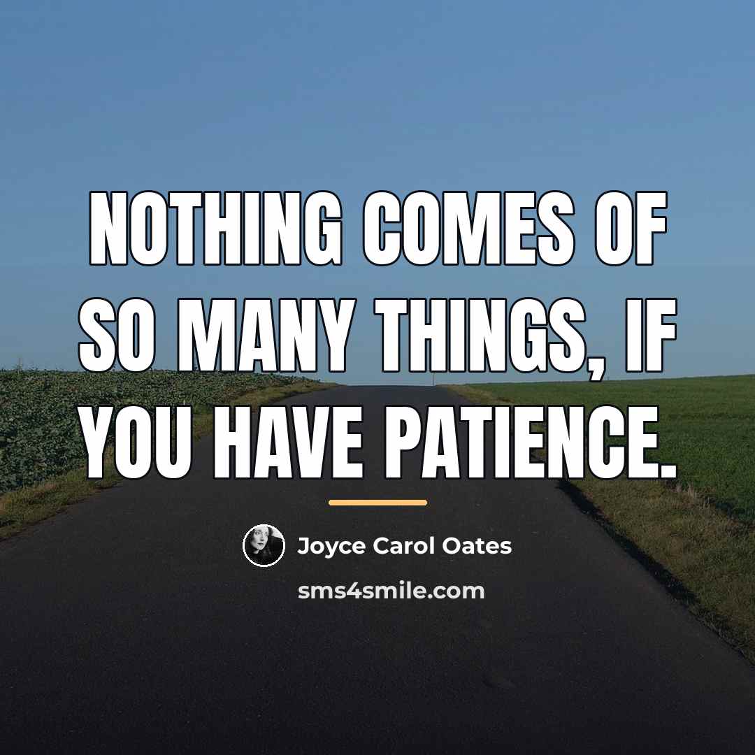 “Nothing comes of so many things, if you have patience.…” quote by Joyce Carol Oates