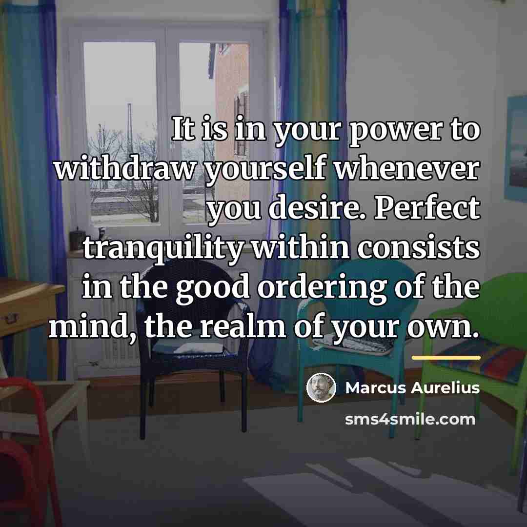 “It is in your power to withdraw yourself whenever you…” quote by Marcus Aurelius
