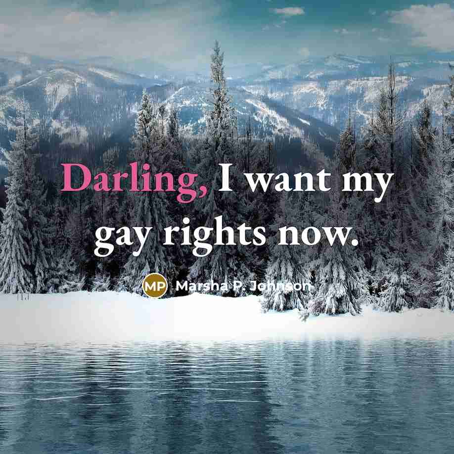 “Darling, I want my gay rights now.…” quote by Marsha P. Johnson