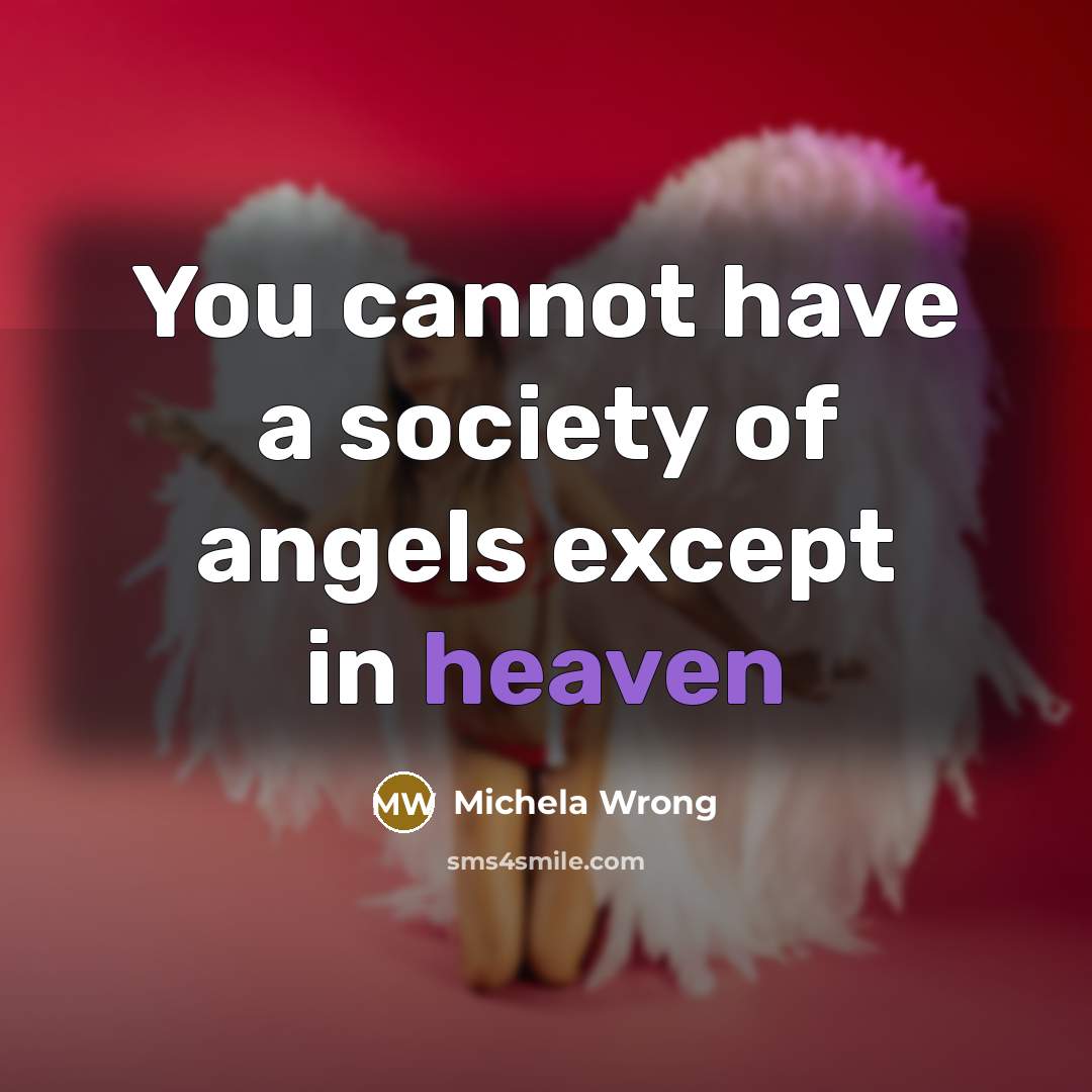 “You cannot have a society of angels except in heaven…” quote by Michela Wrong