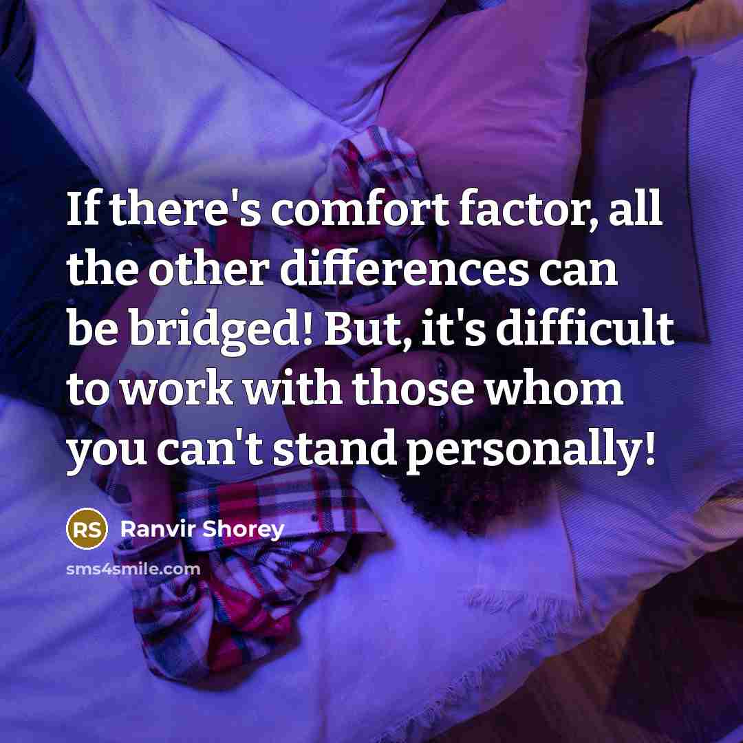 “If there's comfort factor, all the other differences can be…” quote by Ranvir Shorey