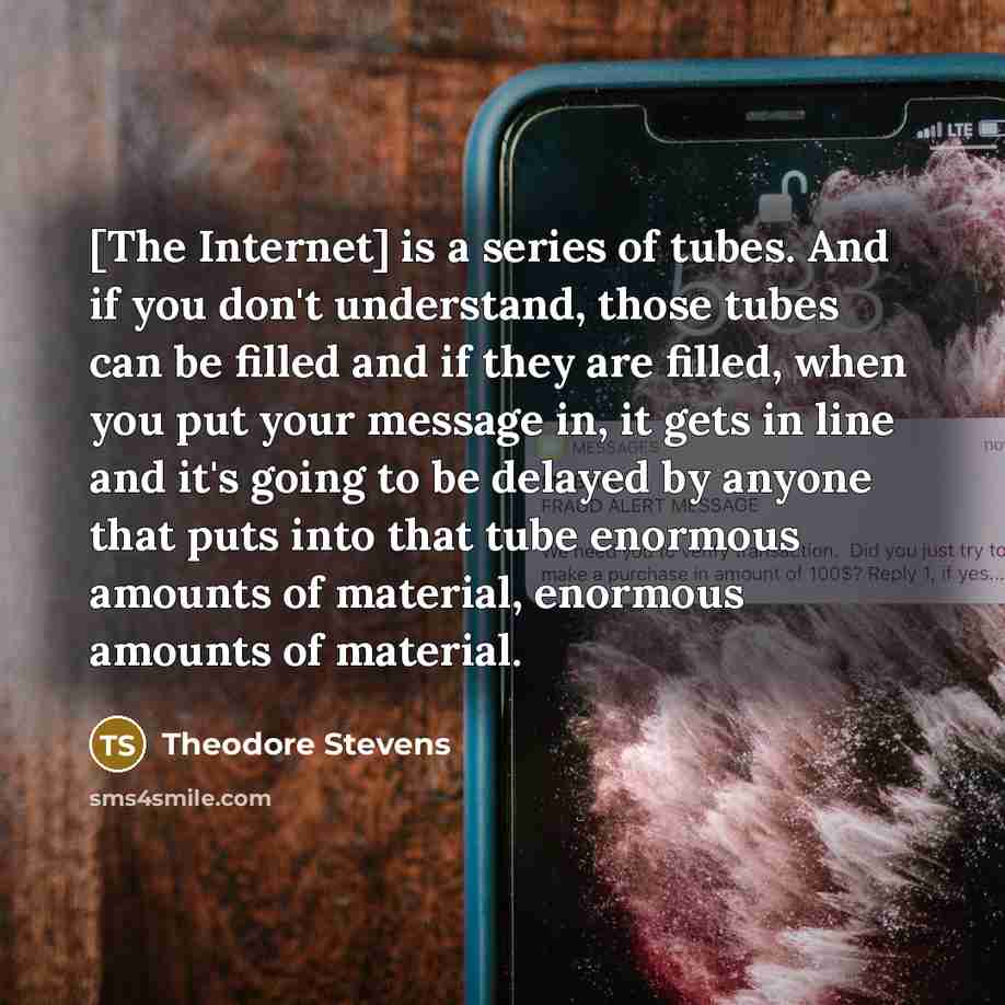 “[The Internet] is a series of tubes. And if you…” quote by Theodore Stevens