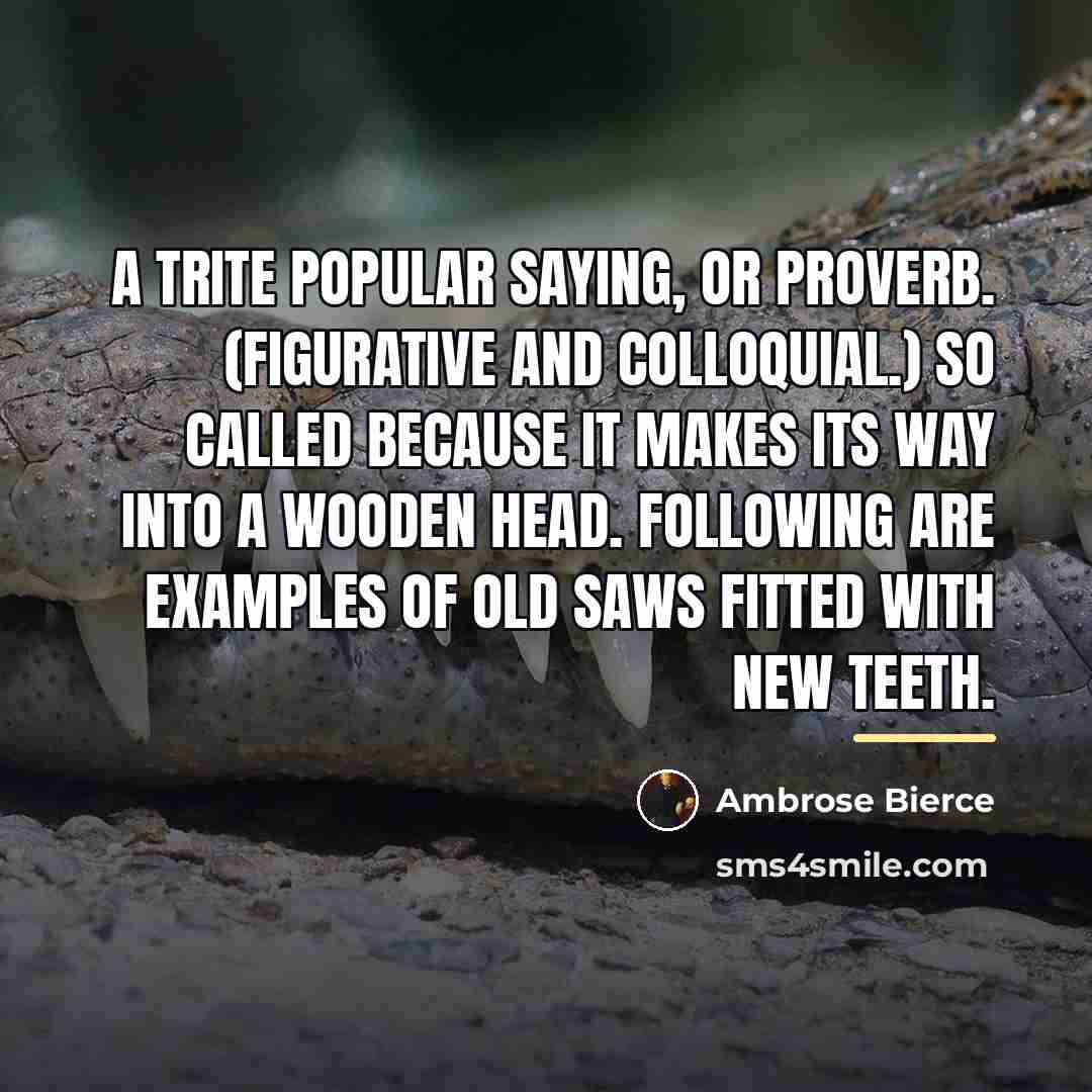 “A trite popular saying, or proverb. (Figurative and colloquial.) So…” quote by Ambrose Bierce