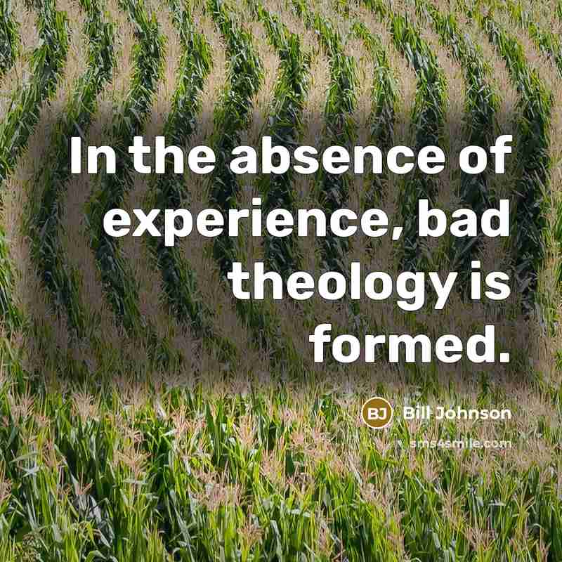 “In the absence of experience, bad theology is formed.…” quote by Bill Johnson