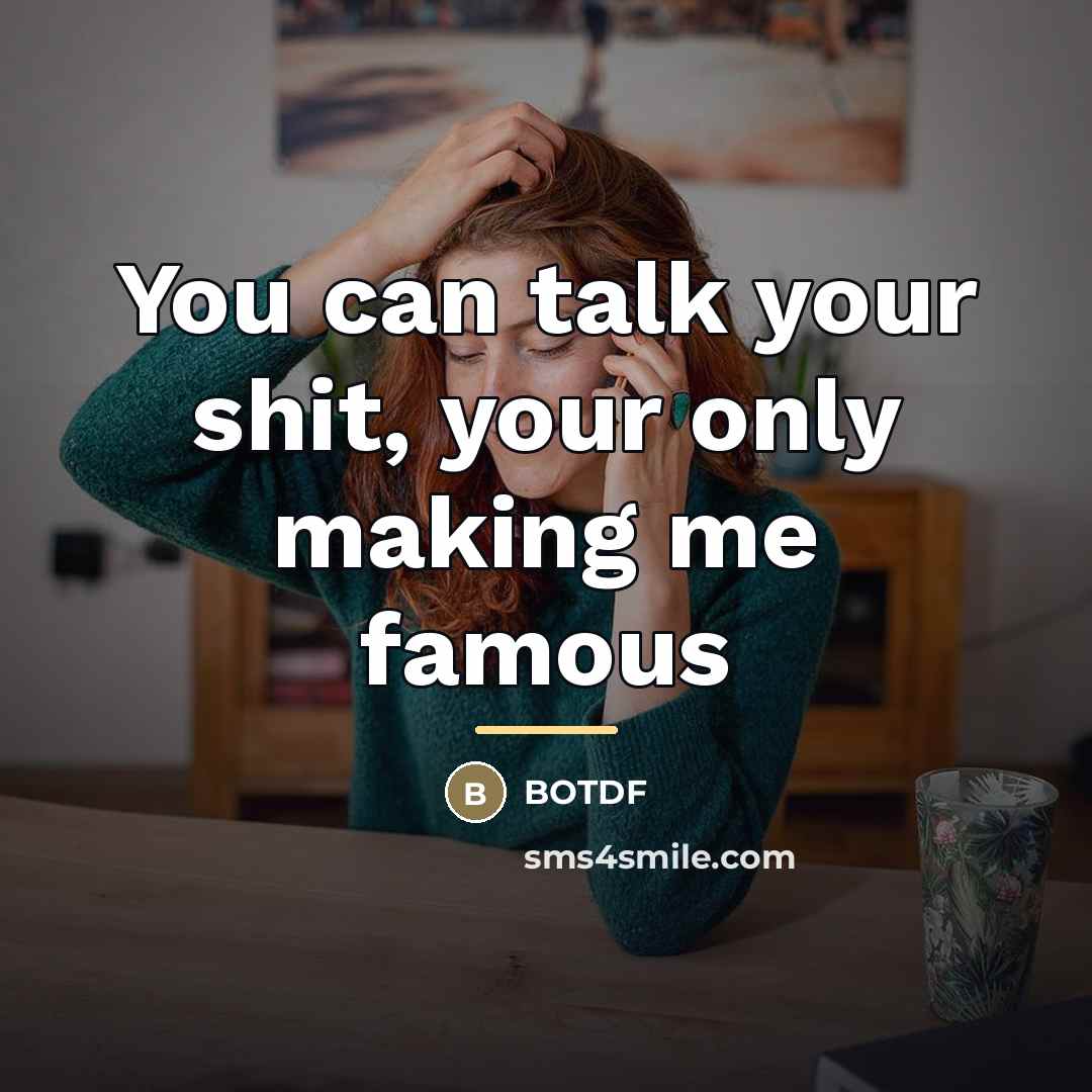 “You can talk your shit, your only making me famous…” quote by Botdf