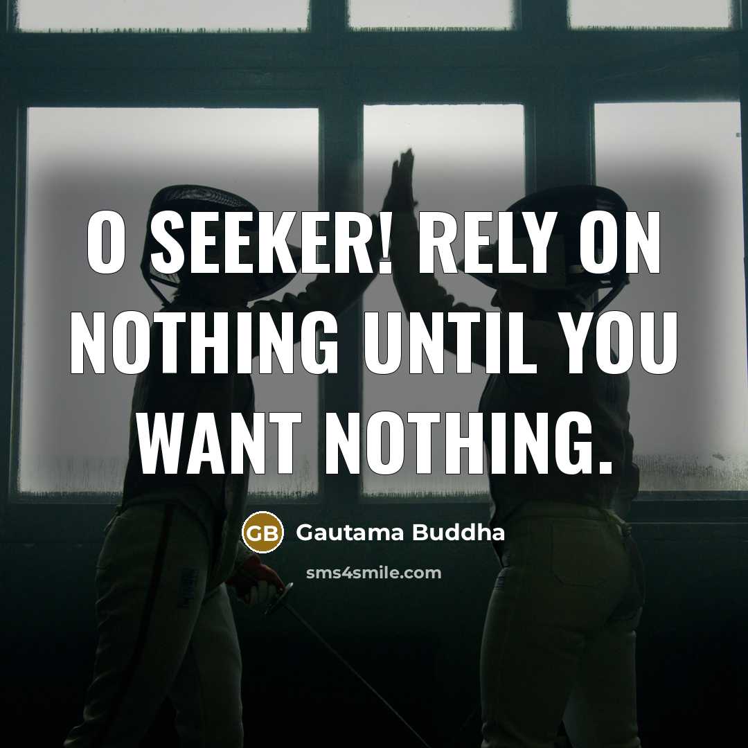 “O seeker! Rely on nothing until you want nothing.…” quote by Gautama Buddha