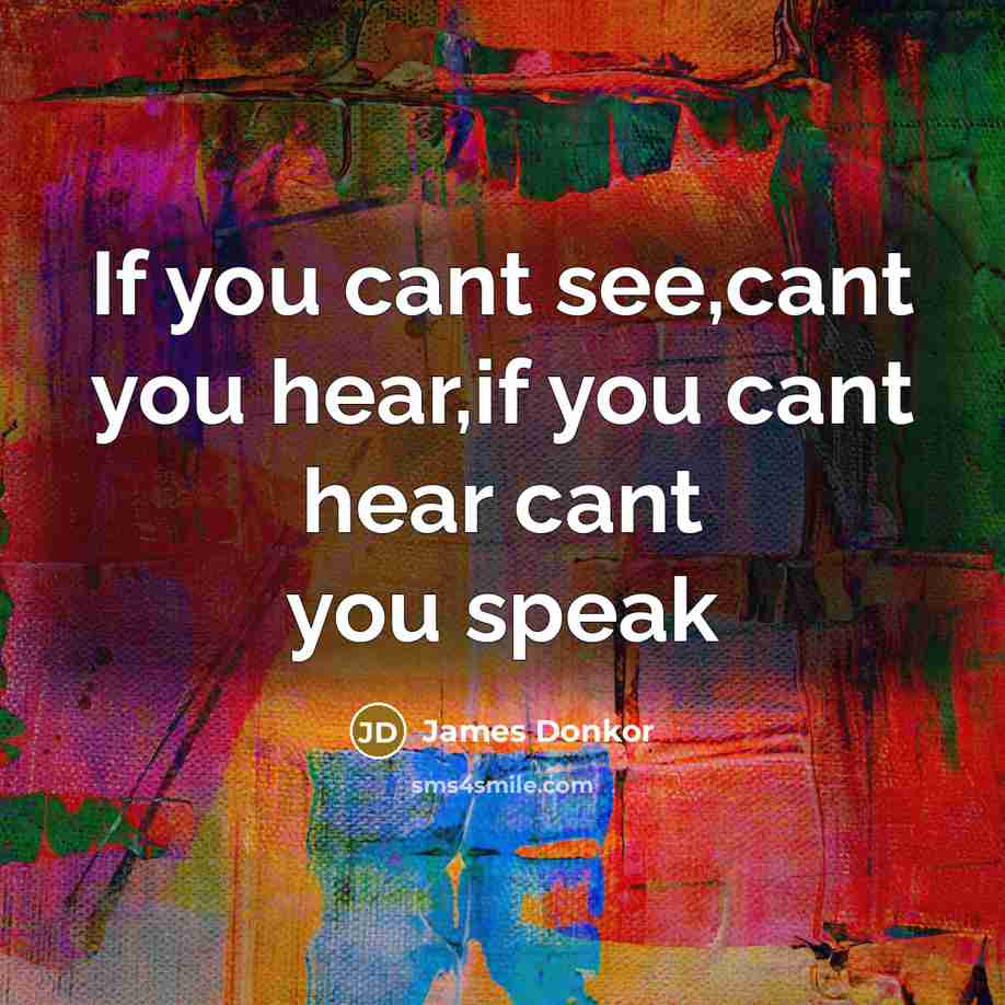 “If you cant see,cant you hear,if you cant hear cant…” quote by James Donkor