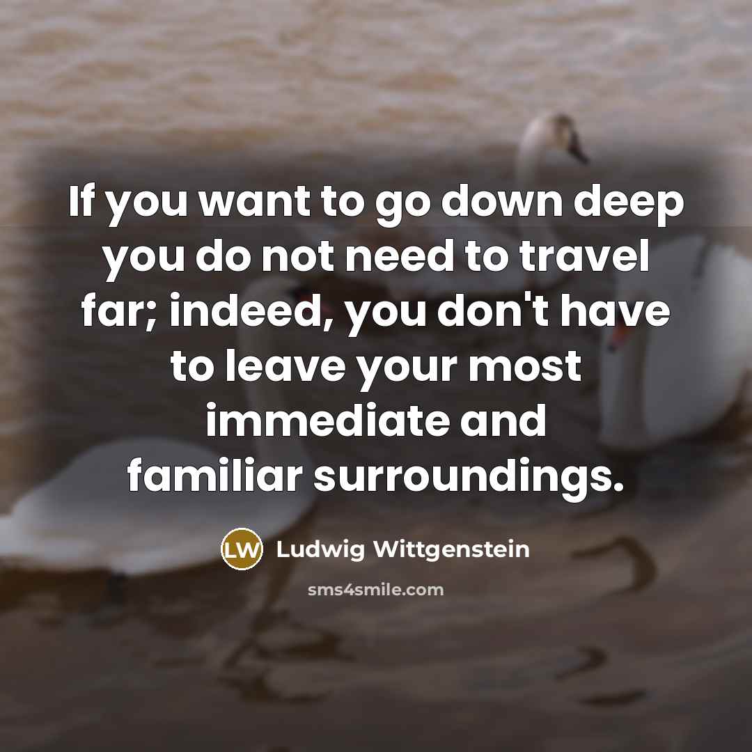 “If you want to go down deep you do not…” quote by Ludwig Wittgenstein
