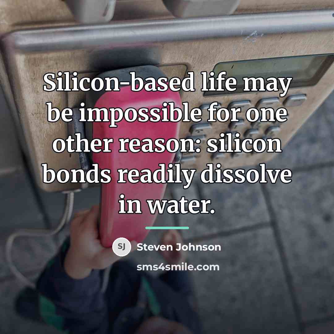 “Silicon-based life may be impossible for one other reason: silicon…” quote by Steven Johnson