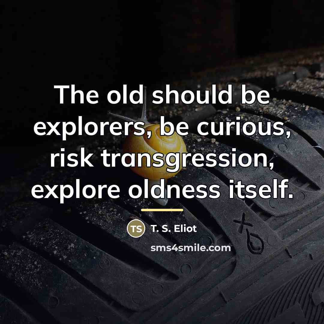 “The old should be explorers, be curious, risk transgression, explore…” quote by T. S. Eliot
