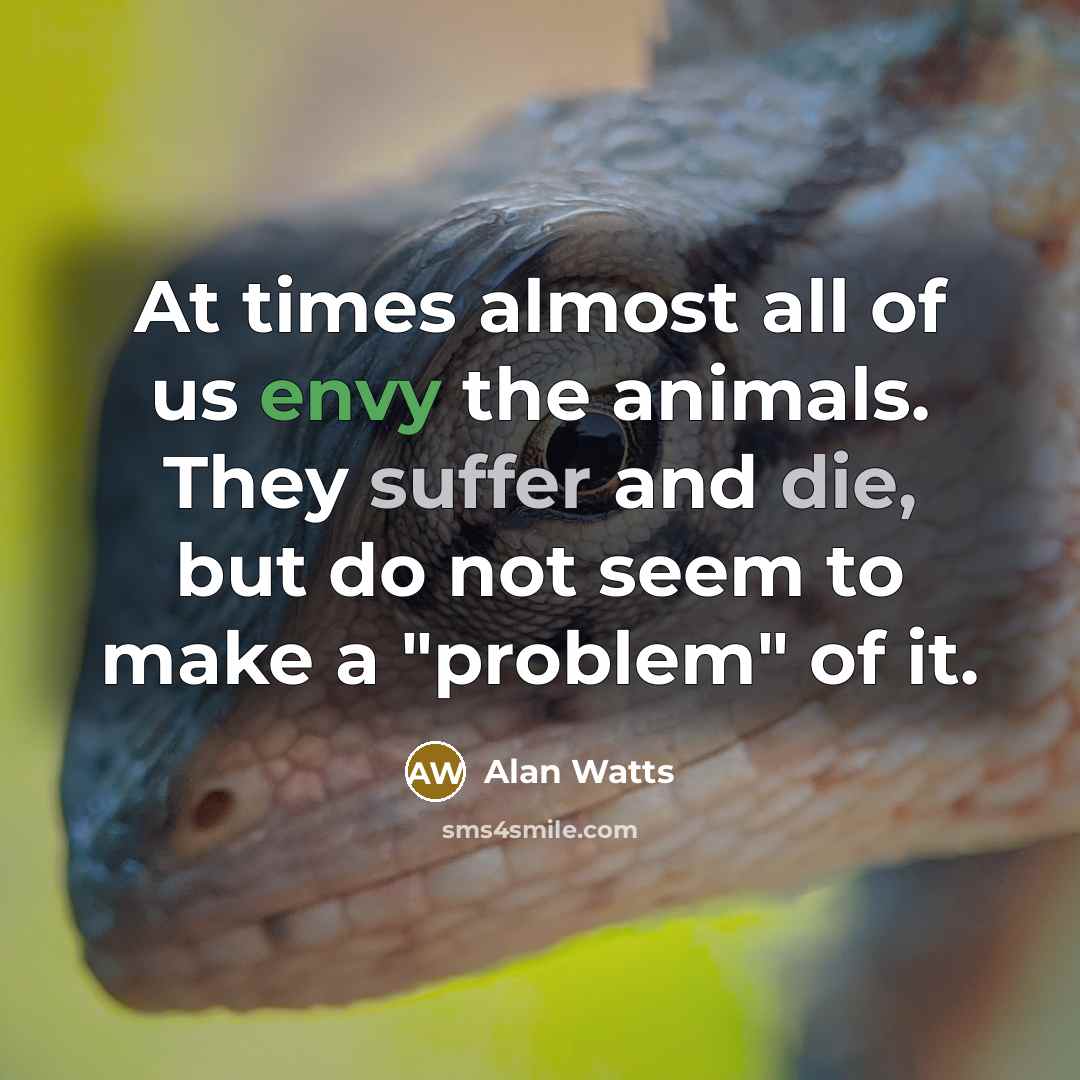“At times almost all of us envy the animals. They…” quote by Alan Watts
