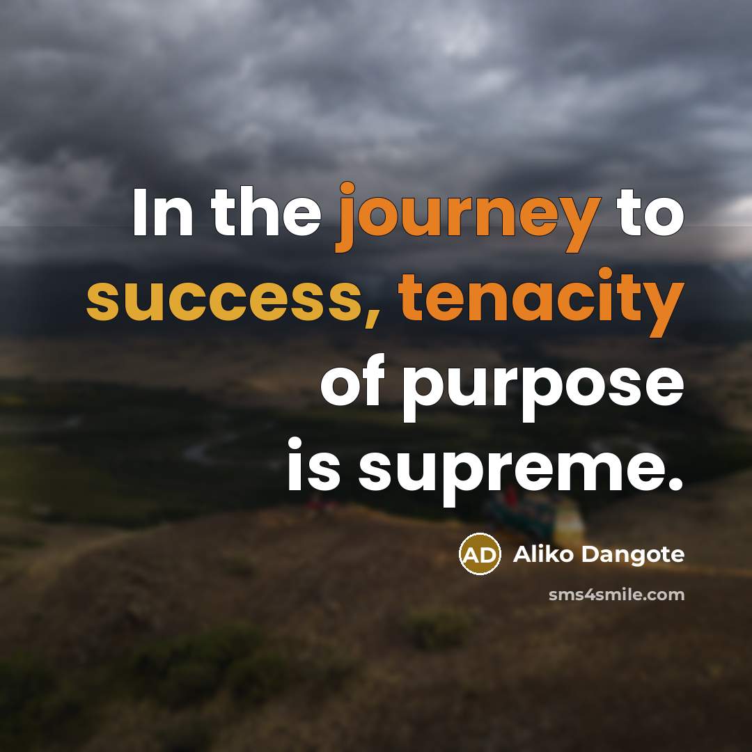 “In the journey to success, tenacity of purpose is supreme.…” quote by Aliko Dangote