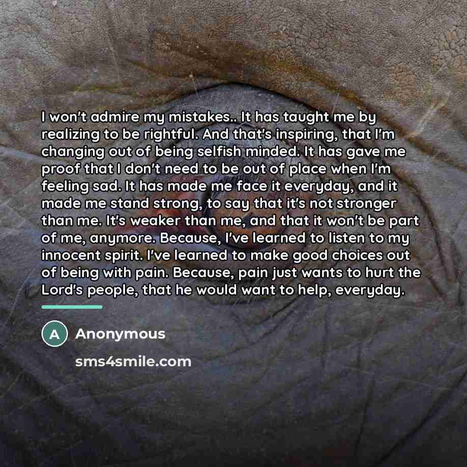 “I won't admire my mistakes.. It has taught me by…” quote by Anonymous