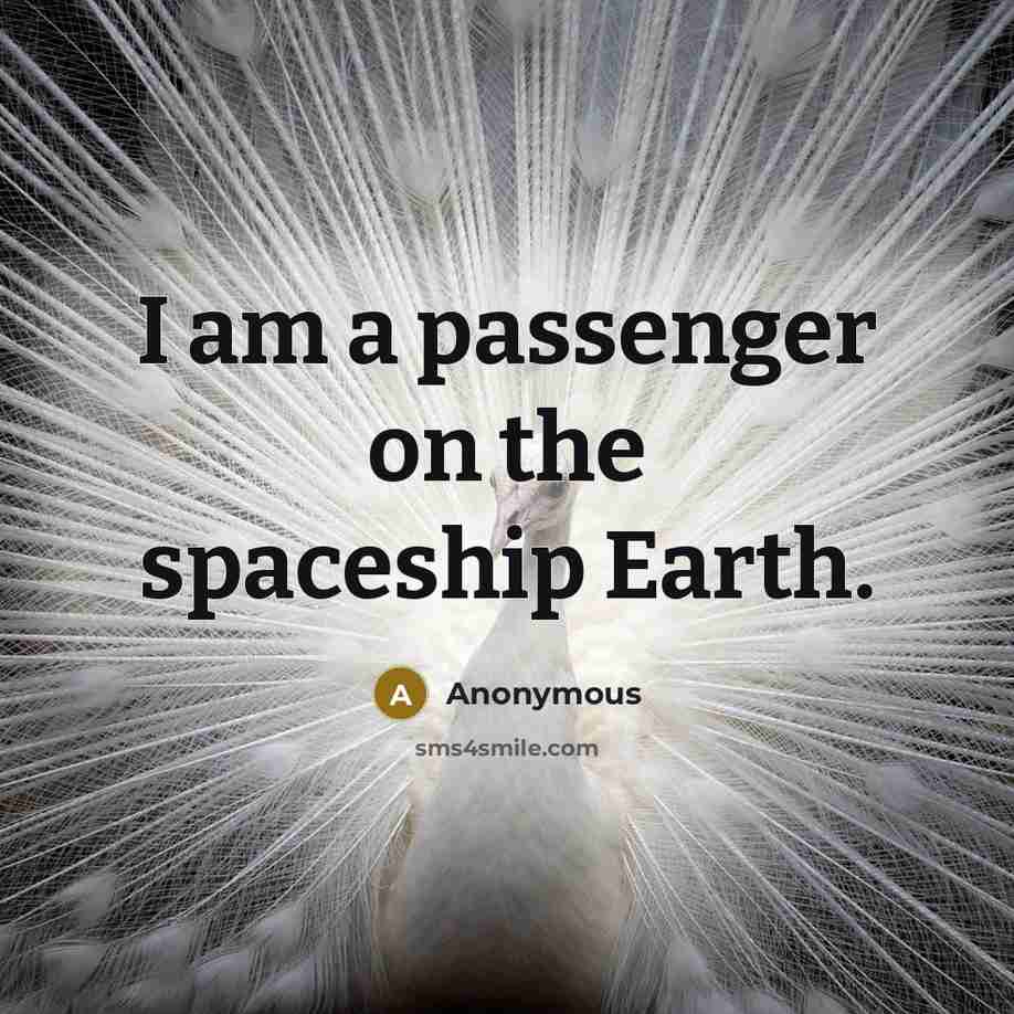 “I am a passenger on the spaceship Earth.…” quote by Anonymous
