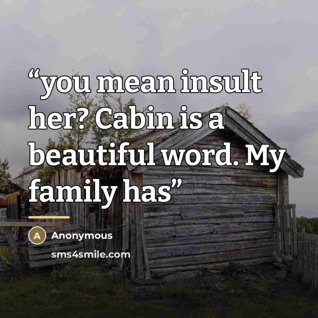“you mean insult her? Cabin is a beautiful word. My family has” quote by Anonymous