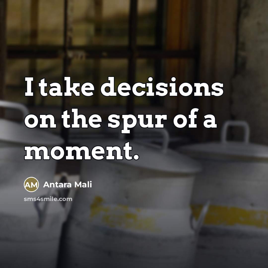 “I take decisions on the spur of a moment.…” quote by Antara Mali
