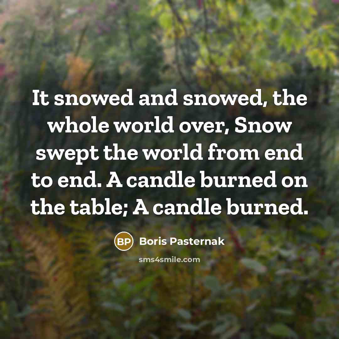 “It snowed and snowed, the whole world over, Snow swept…” quote by Boris Pasternak