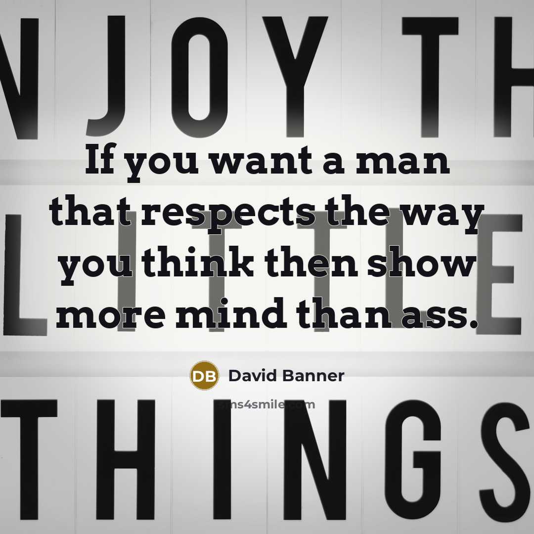 “If you want a man that respects the way you…” quote by David Banner