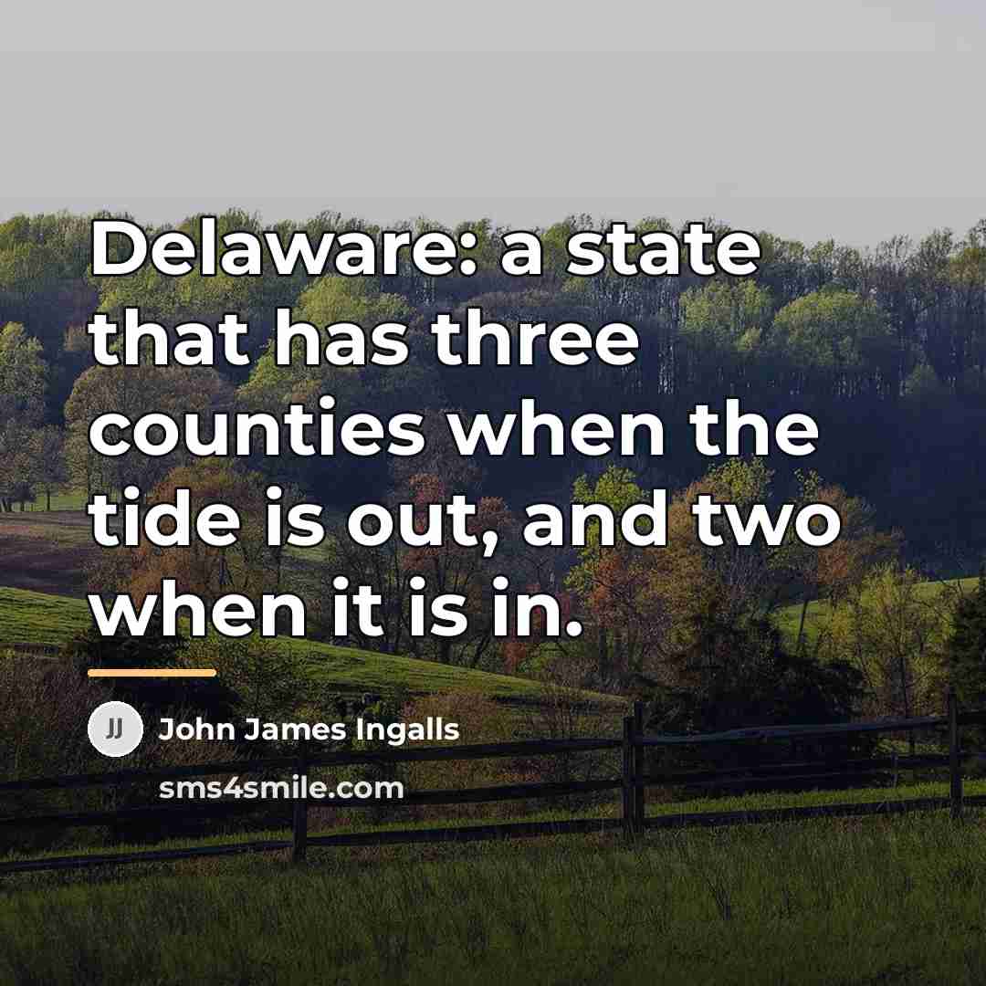 “Delaware: a state that has three counties when the tide…” quote by John James Ingalls