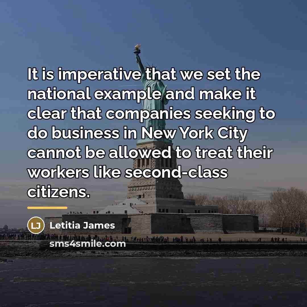 “It is imperative that we set the national example and…” quote by Letitia James