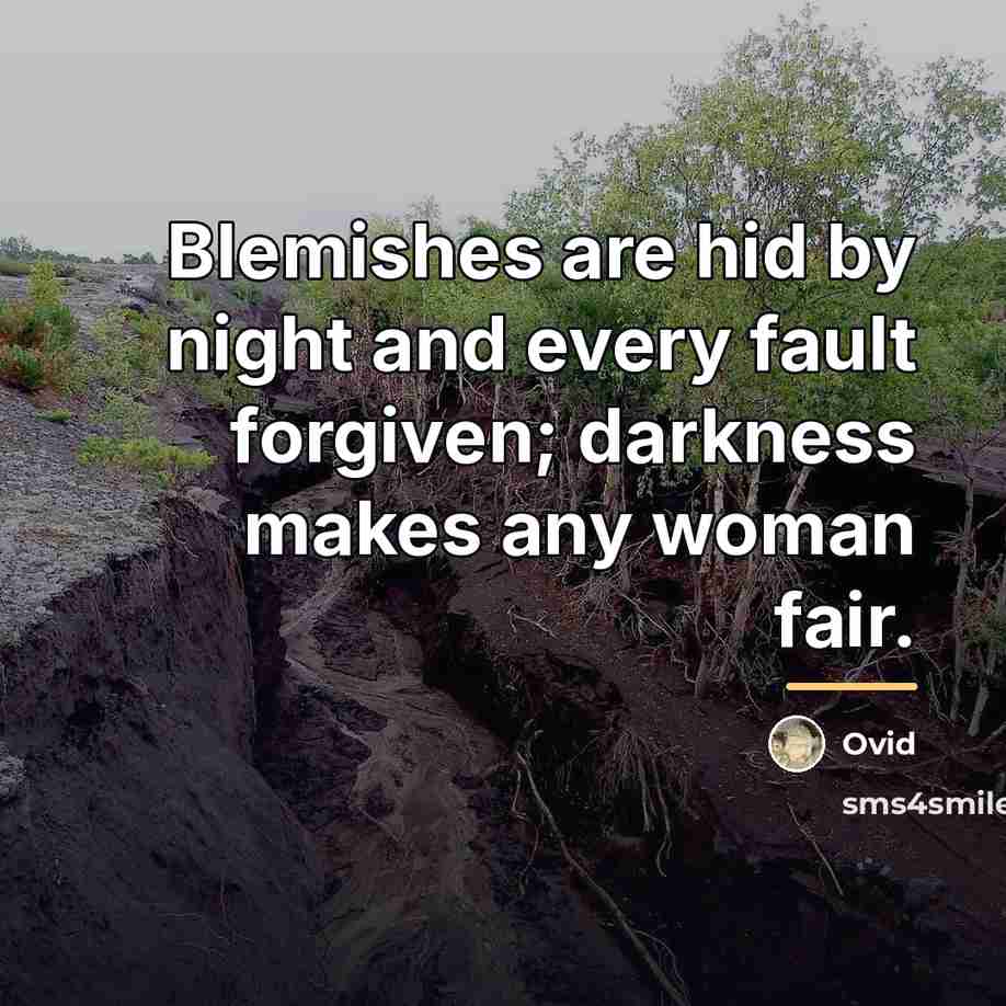“Blemishes are hid by night and every fault forgiven; darkness…” quote by Ovid
