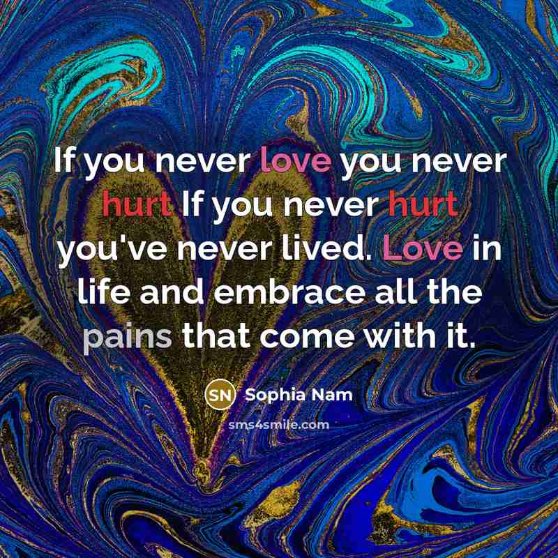 “If you never love you never hurt If you never…” quote by Sophia Nam