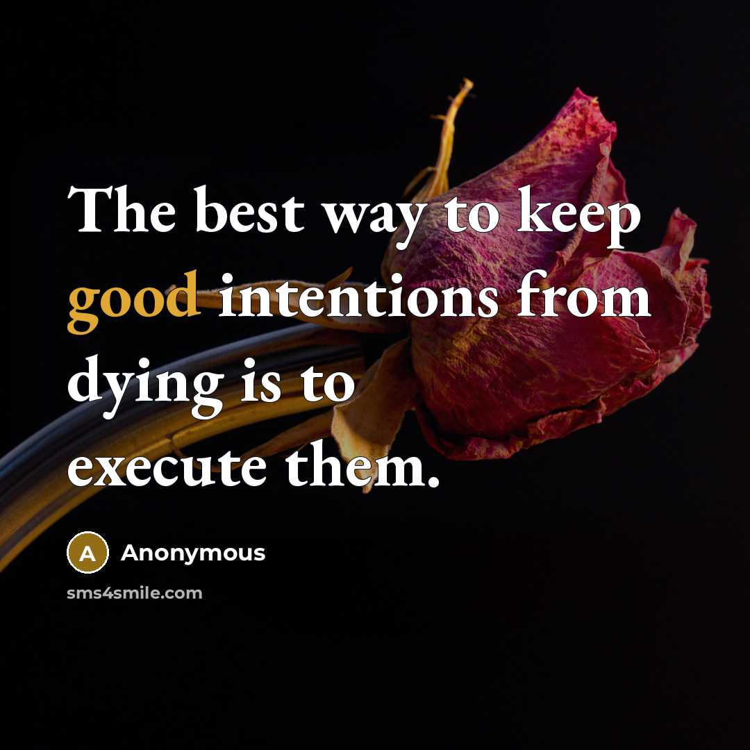 “The best way to keep good intentions from dying is…” quote by Anonymous