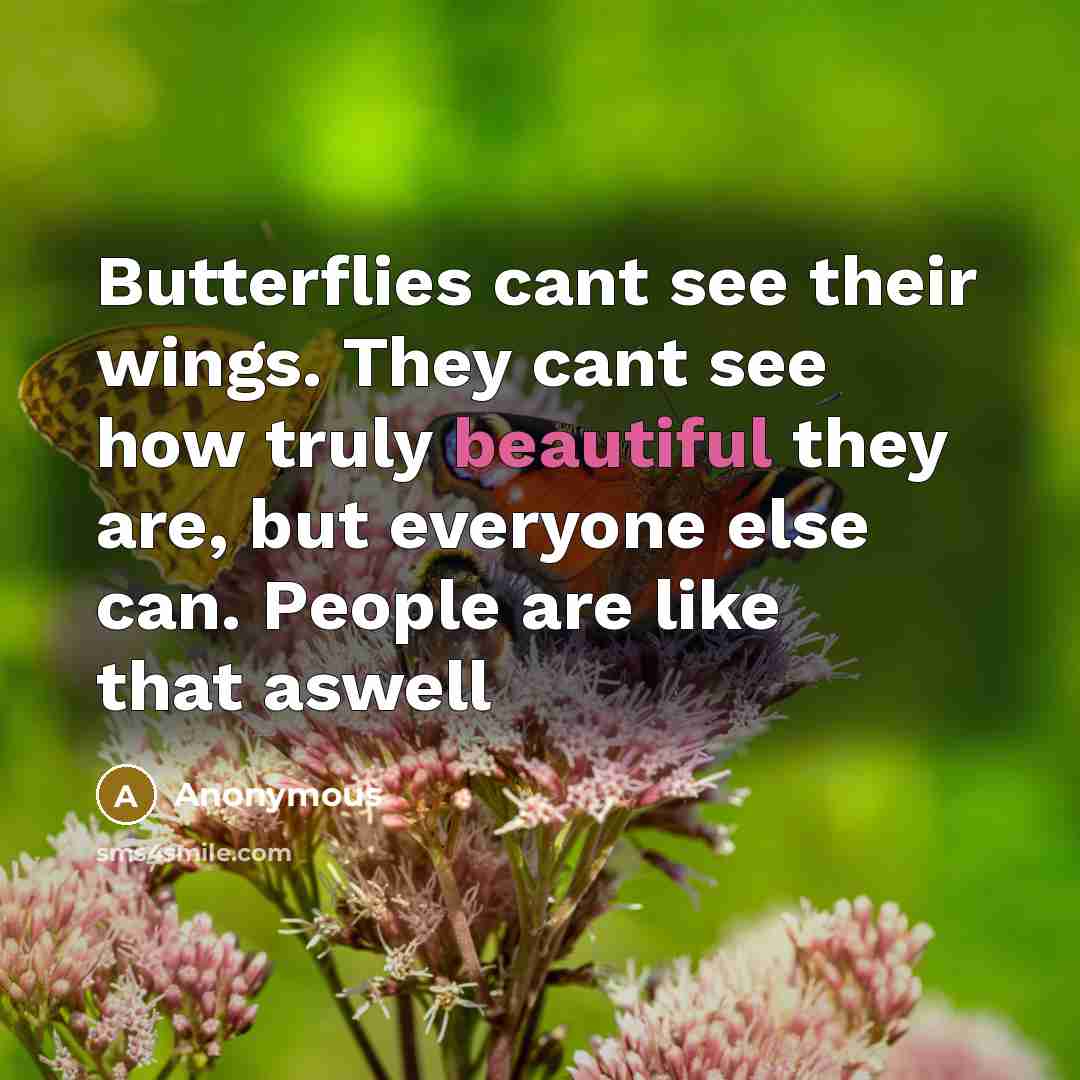“Butterflies cant see their wings. They cant see how truly…” quote by Anonymous