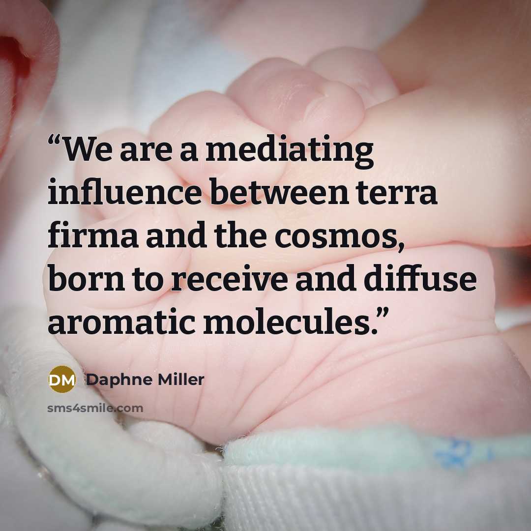 “We are a mediating influence between terra firma and the cosmos, born to receive and diffuse aromatic molecules.” quote by Daphne Miller