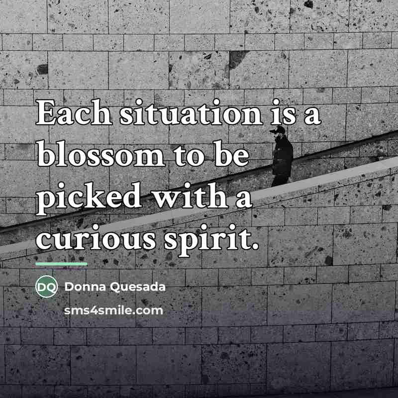 “Each situation is a blossom to be picked with a…” quote by Donna Quesada
