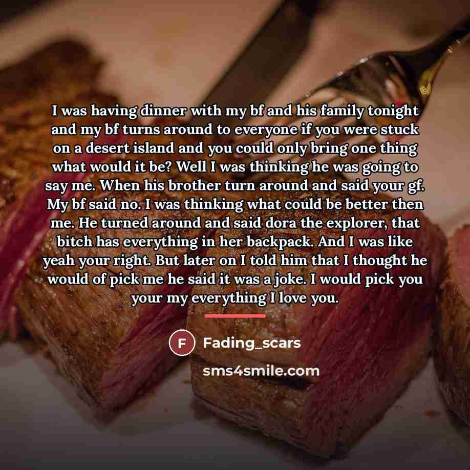 “I was having dinner with my bf and his family…” quote by Fading_scars