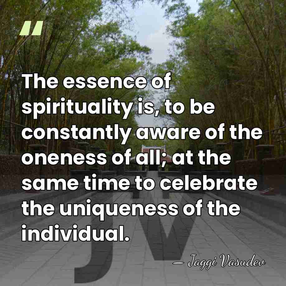 The essence of spirituality is, to be constantly aware of the oneness&hellip; - Jaggi Vasudev