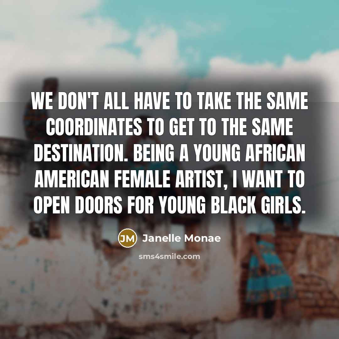 “We don't all have to take the same coordinates to…” quote by Janelle Monae