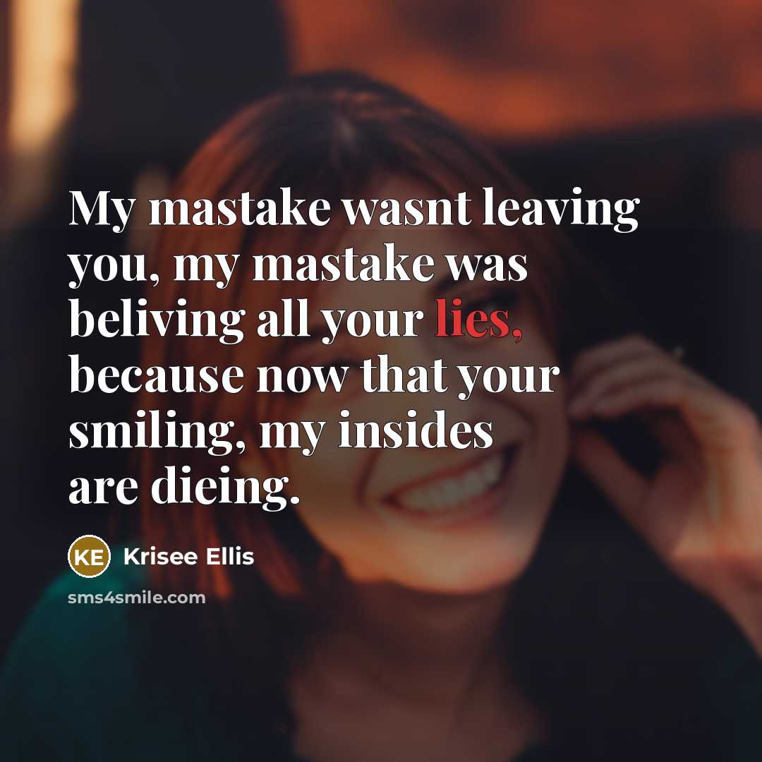 “My mastake wasnt leaving you, my mastake was beliving all…” quote by Krisee Ellis