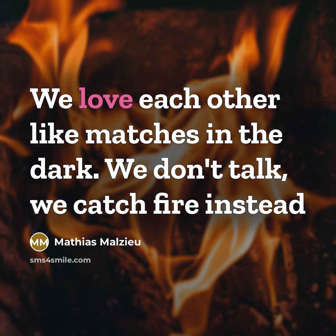 “We love each other like matches in the dark. We…” quote by Mathias Malzieu