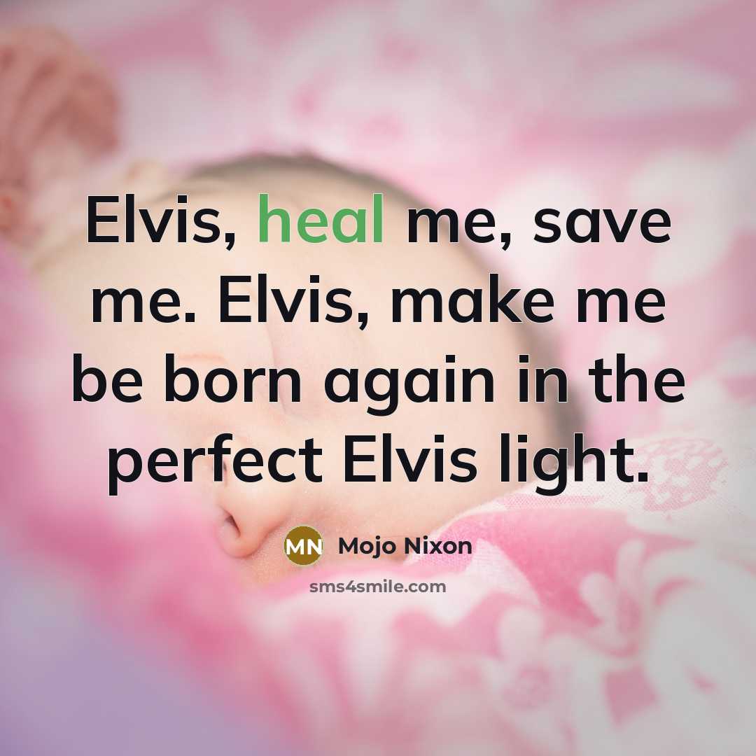 “Elvis, heal me, save me. Elvis, make me be born…” quote by Mojo Nixon