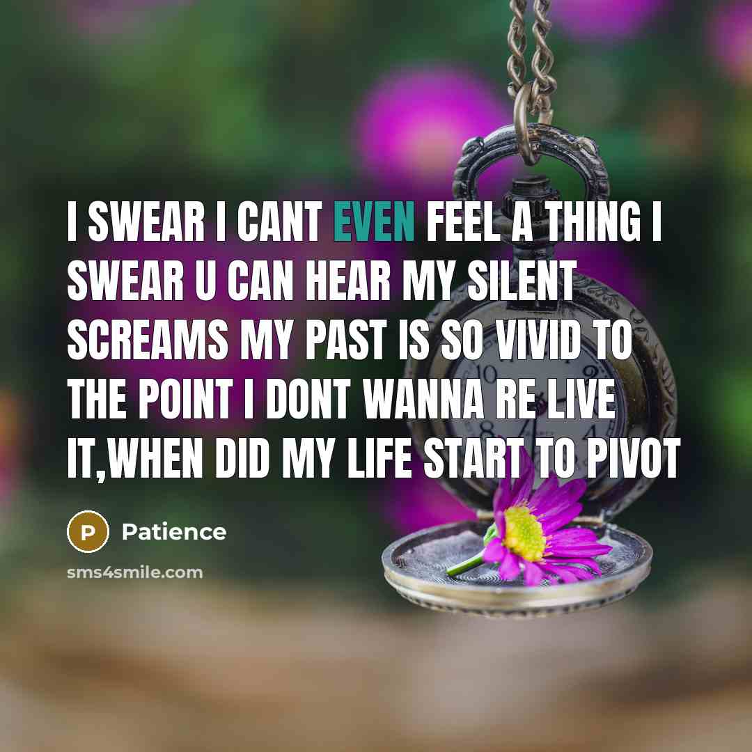 “I swear I cant even feel a thing I swear…” quote by Patience