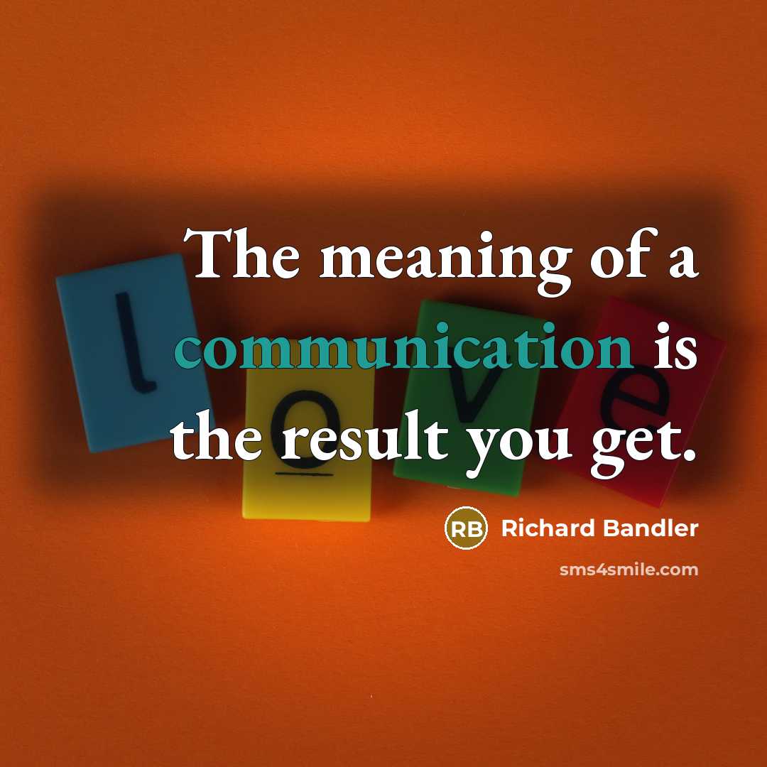 “The meaning of a communication is the result you get.…” quote by Richard Bandler