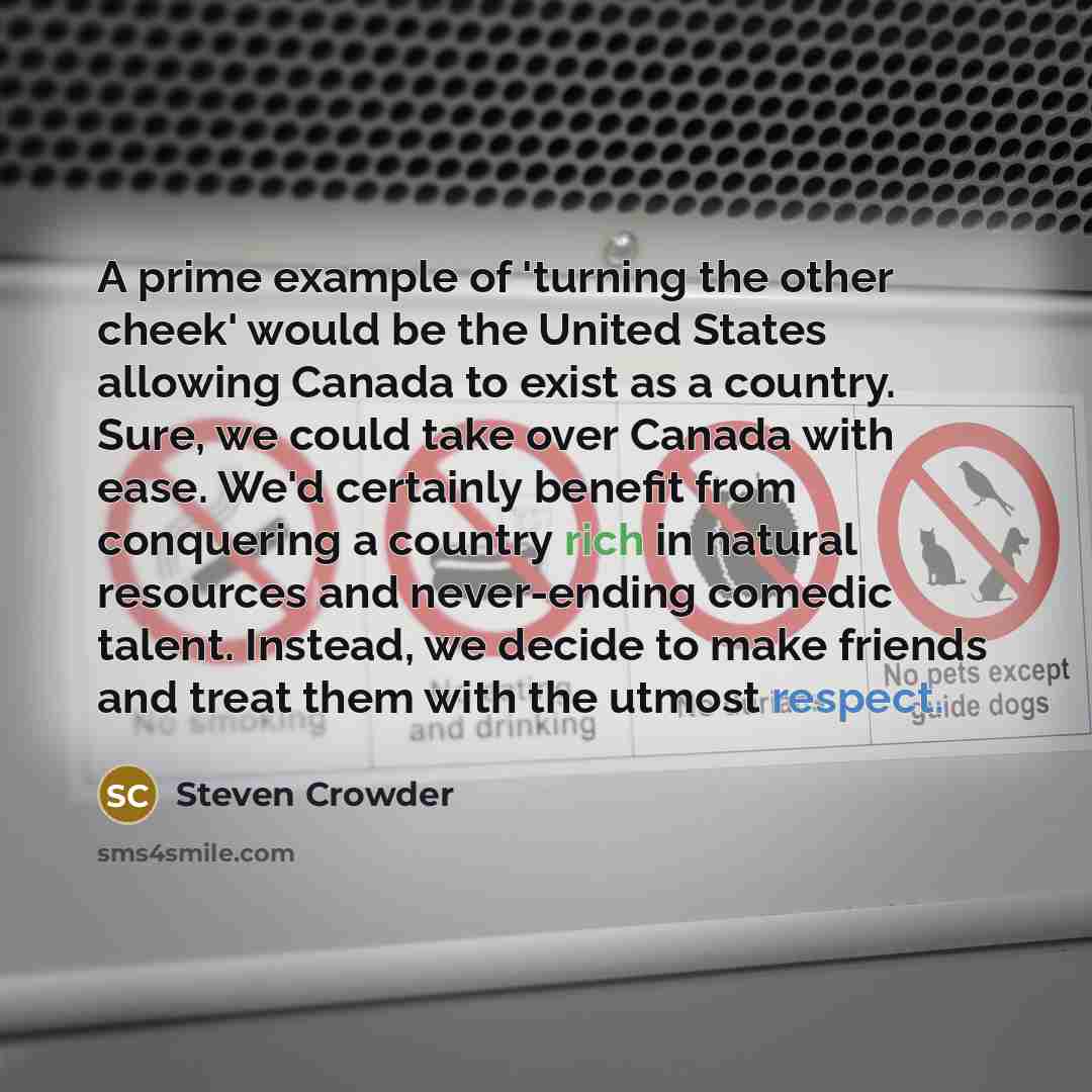 “A prime example of 'turning the other cheek' would be…” quote by Steven Crowder