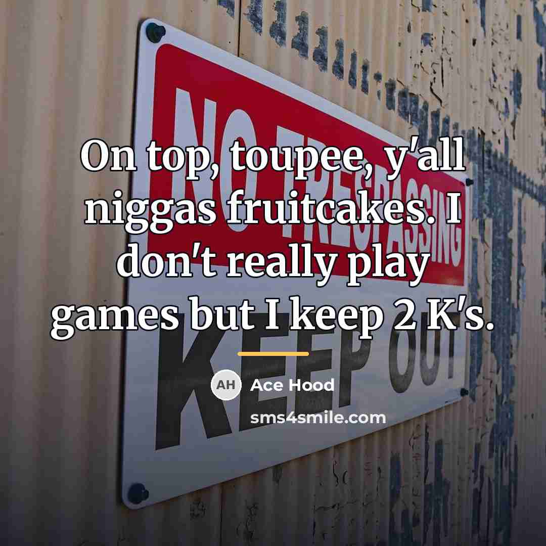 “On top, toupee, y'all niggas fruitcakes. I don't really play…” quote by Ace Hood