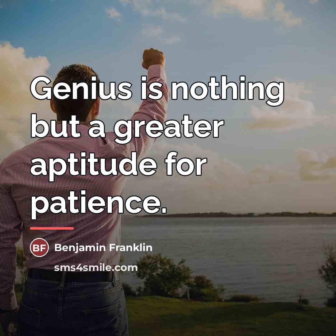 “Genius is nothing but a greater aptitude for patience.…” quote by Benjamin Franklin