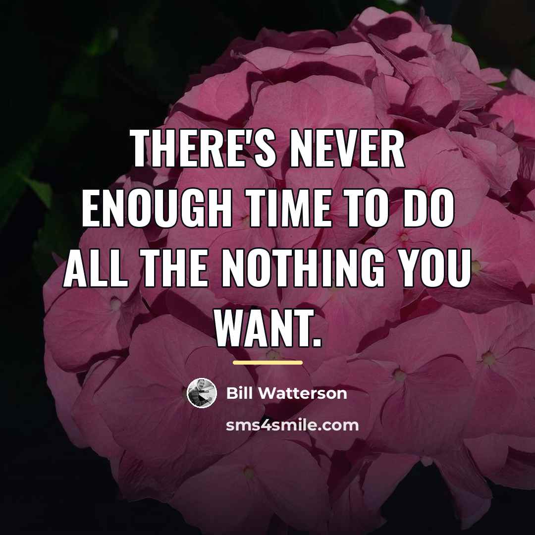 “There's never enough time to do all the nothing you…” quote by Bill Watterson