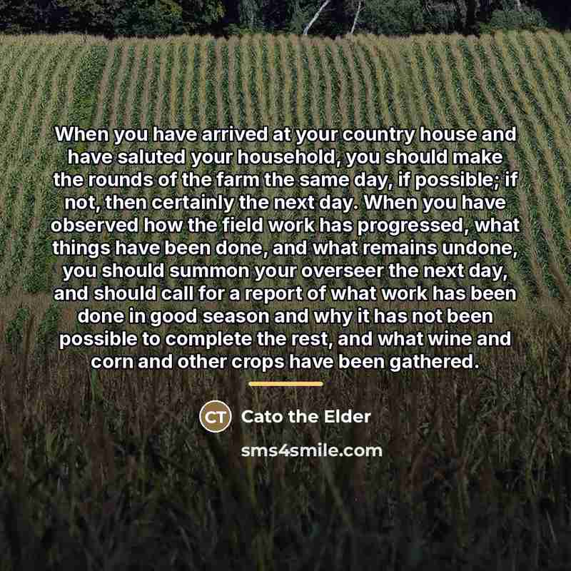 “When you have arrived at your country house and have…” quote by Cato the Elder