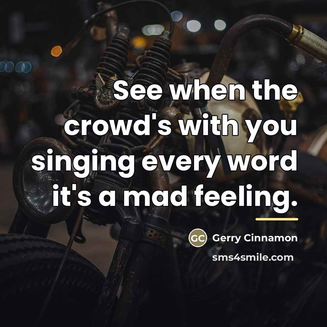 “See when the crowd's with you singing every word it's…” quote by Gerry Cinnamon