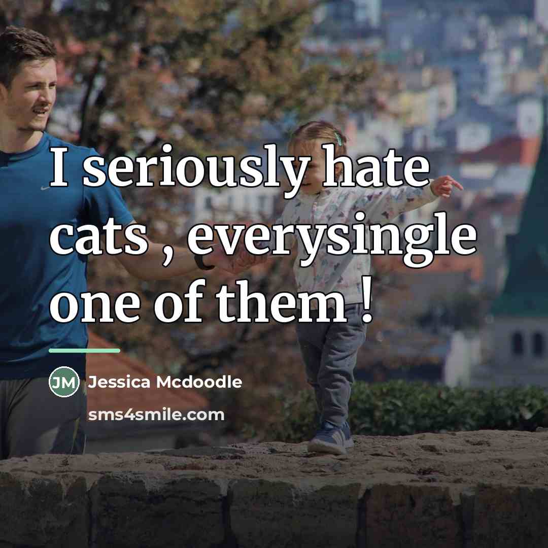“I seriously hate cats , everysingle one of them !…” quote by Jessica Mcdoodle